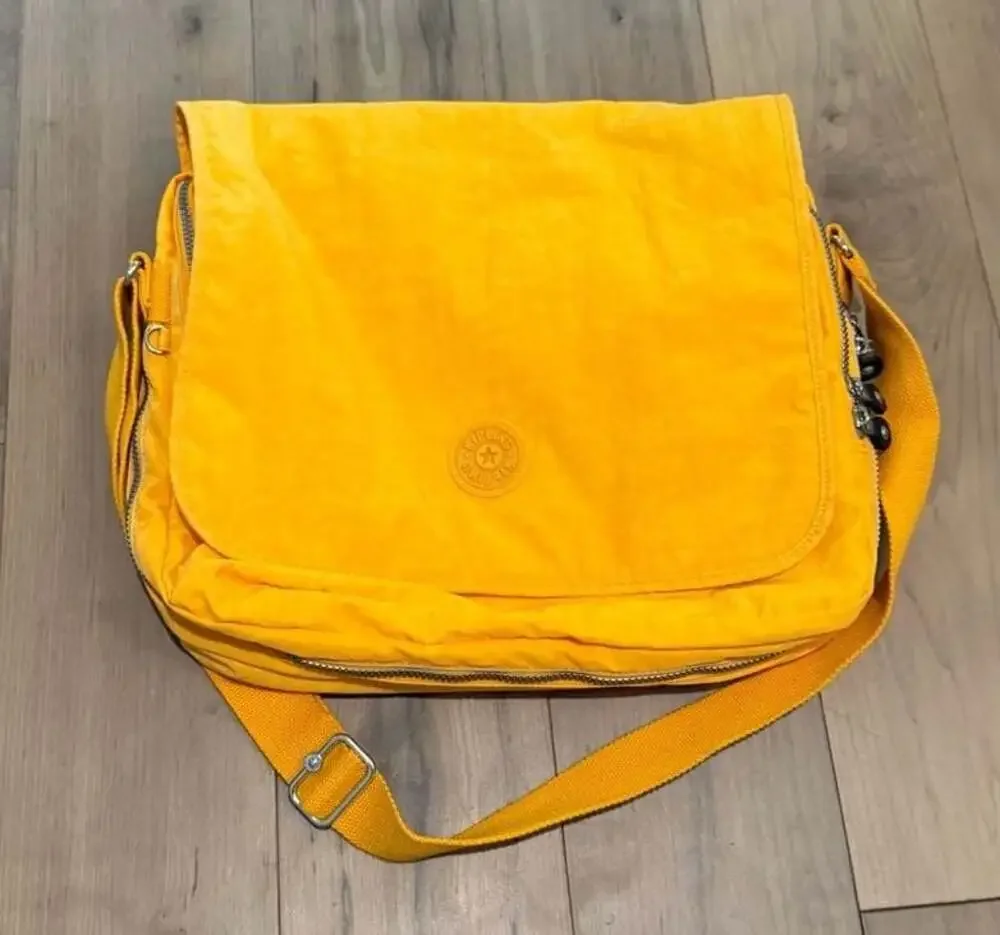 Kipling Bright Yellow Nylon Messenger Laptop Bag